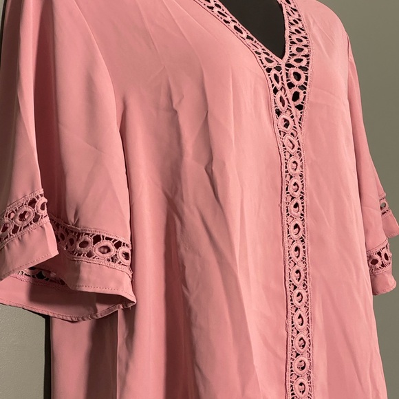 Grlasen Women Fashion 3/4 Bell Sleeve V Neck Top Lace Patchwork Casual Loose L - Picture 5 of 9